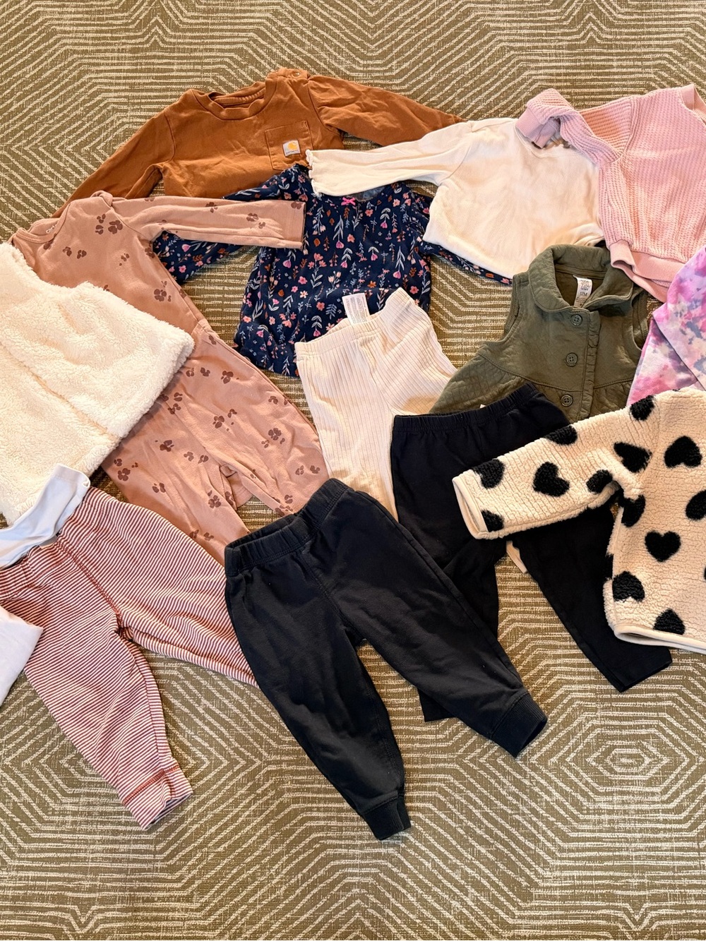 Toddler Girl Clothing Bundle 12M 12-18M Cozy Neutral Fall Winter Lot